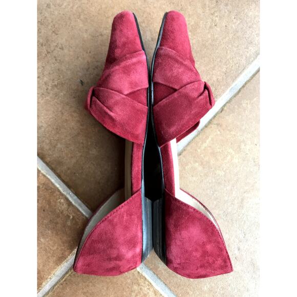 Eileen Fisher Red Suede D'Orsay Flats size 6 Festive Classic Shoes - Picture 4 of 10